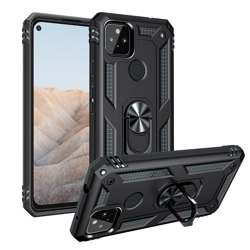 Google Pixel 5a Håndværkercover m. Magnetisk Kickstand - Sort