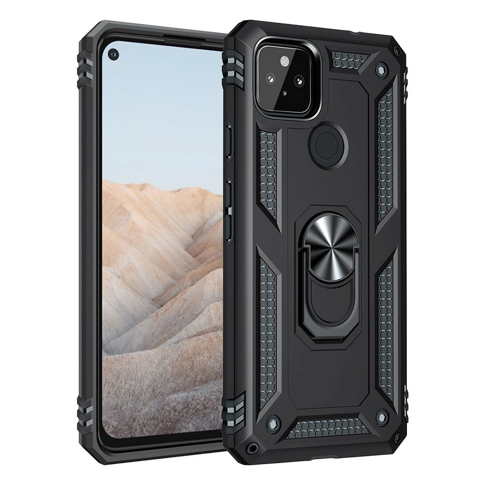 Google Pixel 5a Håndværkercover m. Magnetisk Kickstand - Sort