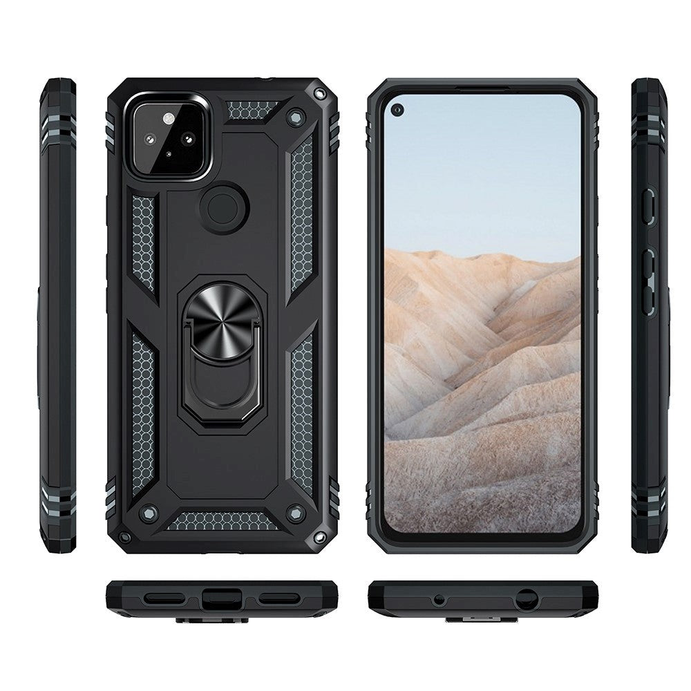 Google Pixel 5a Håndværkercover m. Magnetisk Kickstand - Sort