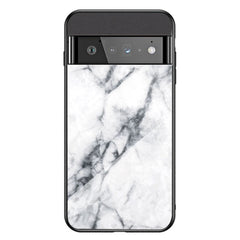 Google Pixel 6 Pro Plastik Cover m. Glasbagside - Sort & Hvid Marmor