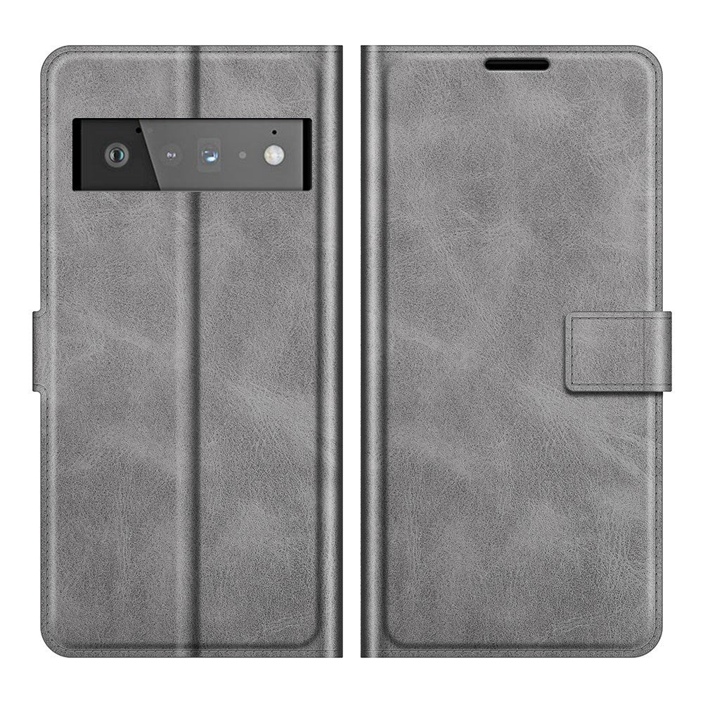 Google Pixel 6 Pro Læder Cover m. Kortholder & Magnetisk Luk - Grå