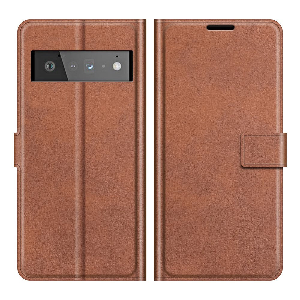 Google Pixel 6 Pro Læder Cover m. Kortholder & Magnetisk Luk - Brun