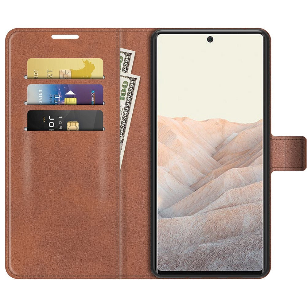 Google Pixel 6 Pro Læder Cover m. Kortholder & Magnetisk Luk - Brun