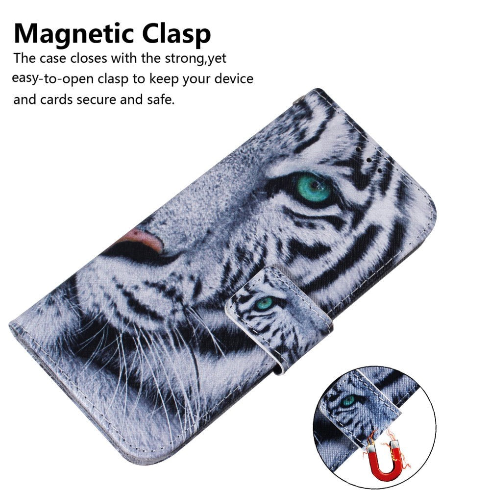 Google Pixel 6 Læder Cover m. Pung & Print - Tiger