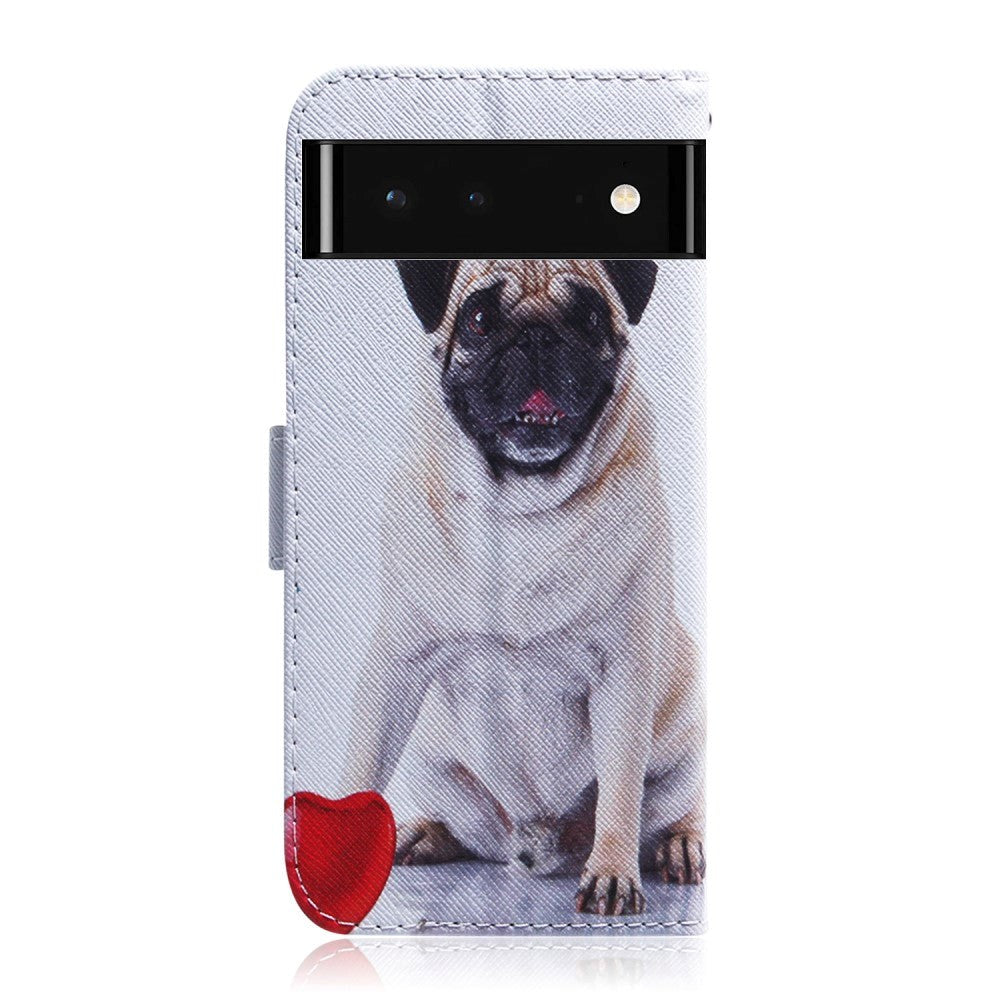 Google Pixel 6 Læder Cover m. Pung & Print - Hund