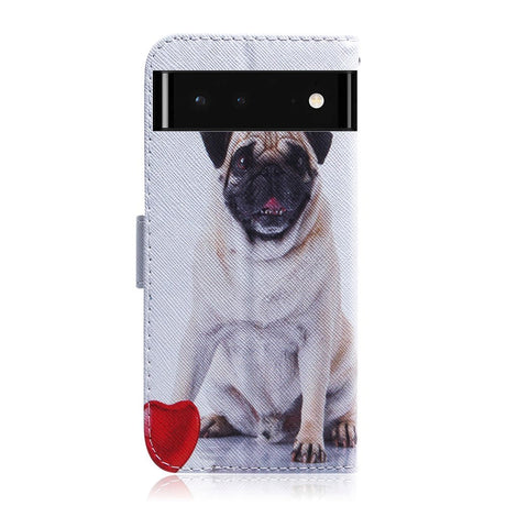 Google Pixel 6 Læder Cover m. Pung & Print - Hund