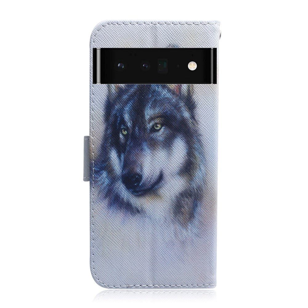 Google Pixel 6 Pro Læder Cover m. Pung & Print - Ulv