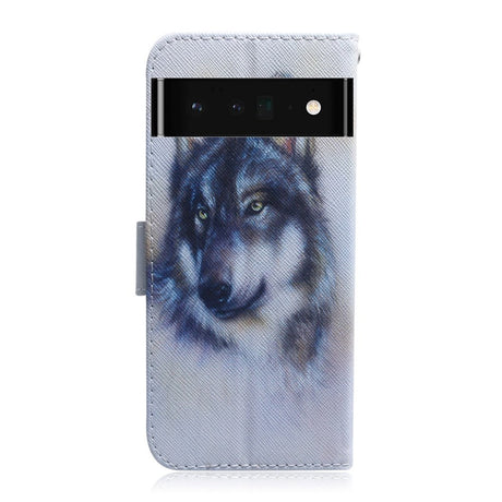 Google Pixel 6 Pro Læder Cover m. Pung & Print - Ulv