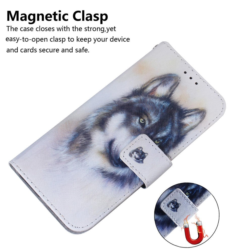 Google Pixel 6 Pro Læder Cover m. Pung & Print - Ulv