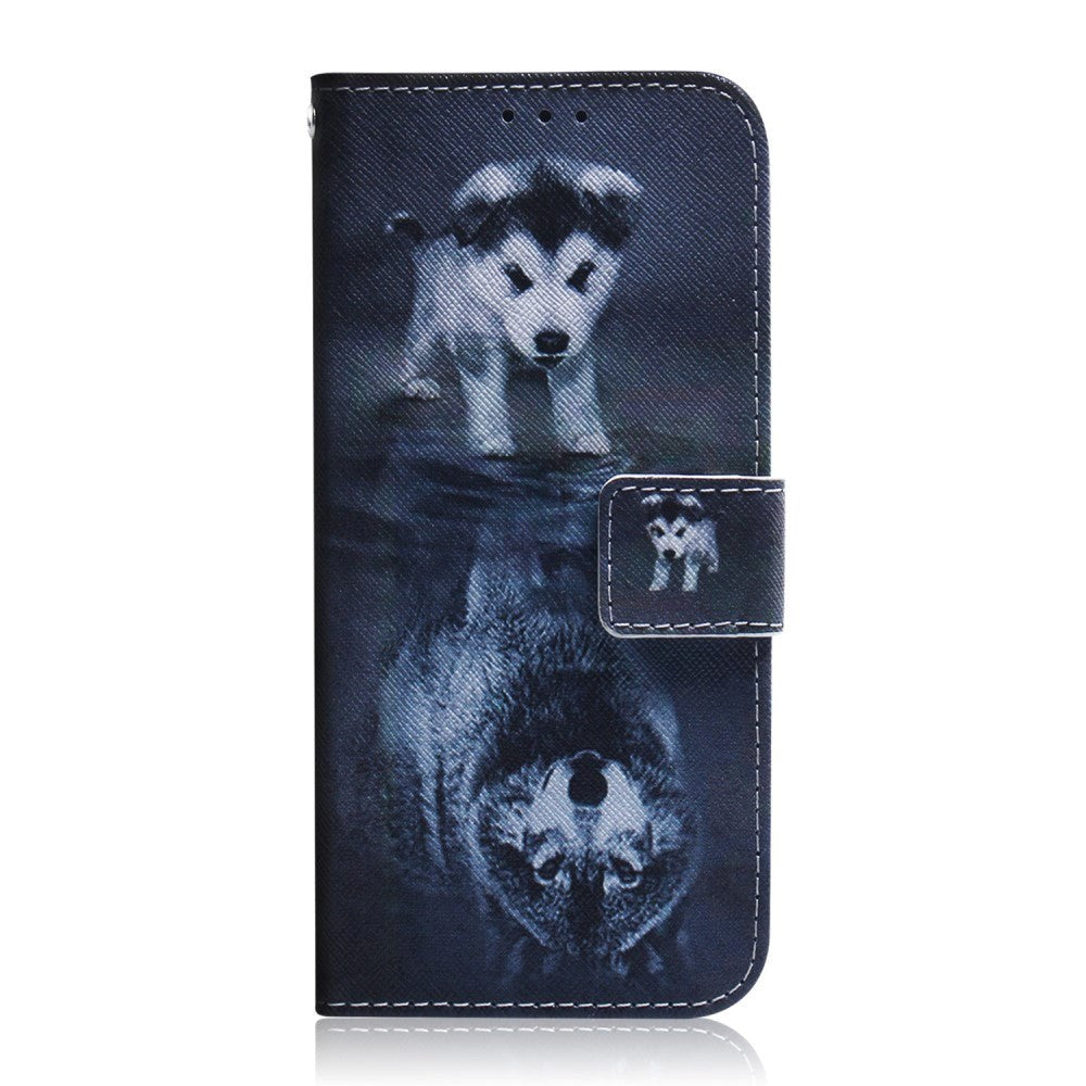 Google Pixel 6 Pro Læder Cover m. Pung & Print - Hund & Ulv