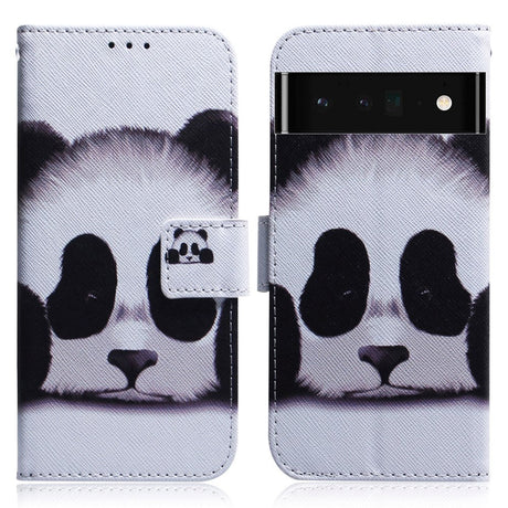 Google Pixel 6 Pro Læder Cover m. Pung & Print - Panda