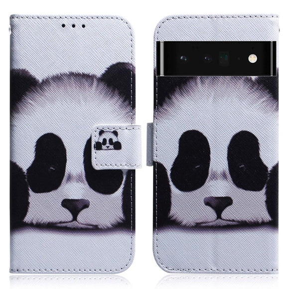 Google Pixel 6 Pro Læder Cover m. Pung & Print - Panda