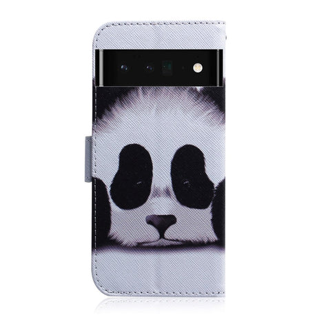 Google Pixel 6 Pro Læder Cover m. Pung & Print - Panda