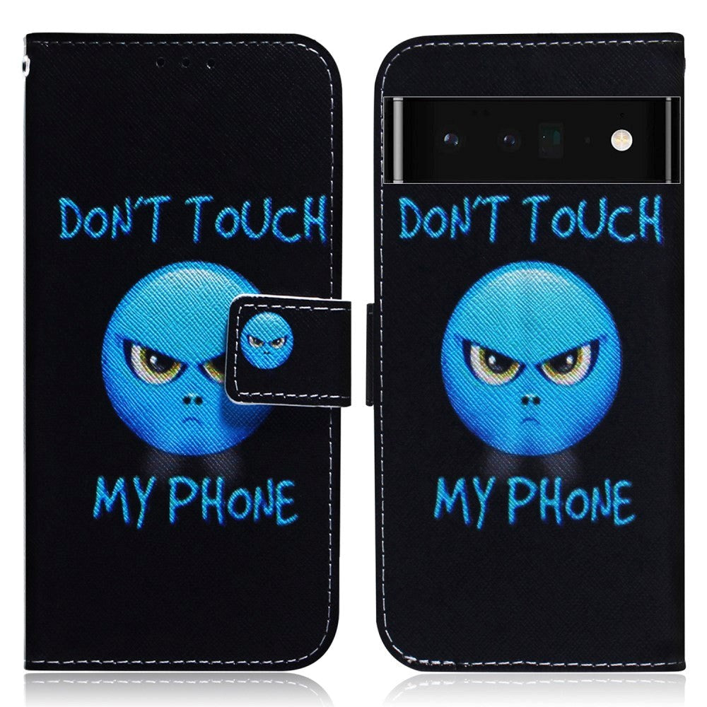 Google Pixel 6 Pro Læder Cover m. Pung & Print - "Don't Touch My Phone"