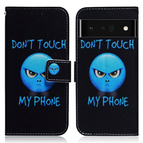 Google Pixel 6 Pro Læder Cover m. Pung & Print - "Don't Touch My Phone"
