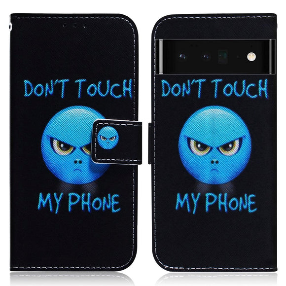 Google Pixel 6 Pro Læder Cover m. Pung & Print - "Don't Touch My Phone"
