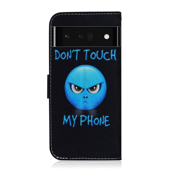 Google Pixel 6 Pro Læder Cover m. Pung & Print - "Don't Touch My Phone"