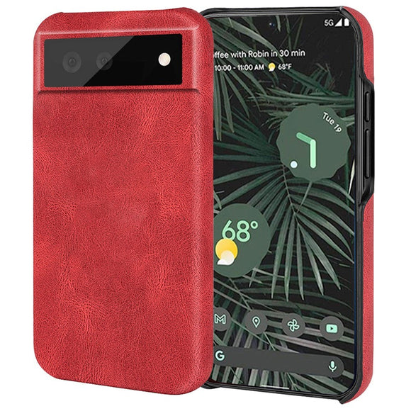 Google Pixel 6 Pro Læderbelagt Plastik Cover - Rød