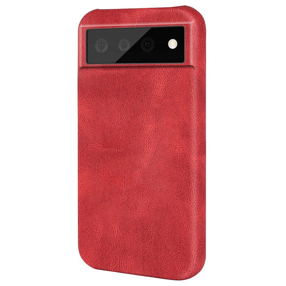 Google Pixel 6 Pro Læderbelagt Plastik Cover - Rød