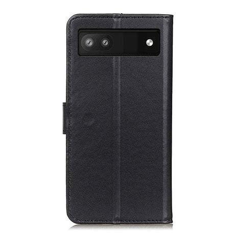 Google Pixel 6a Læder Cover m. Pung & Kickstand - Sort