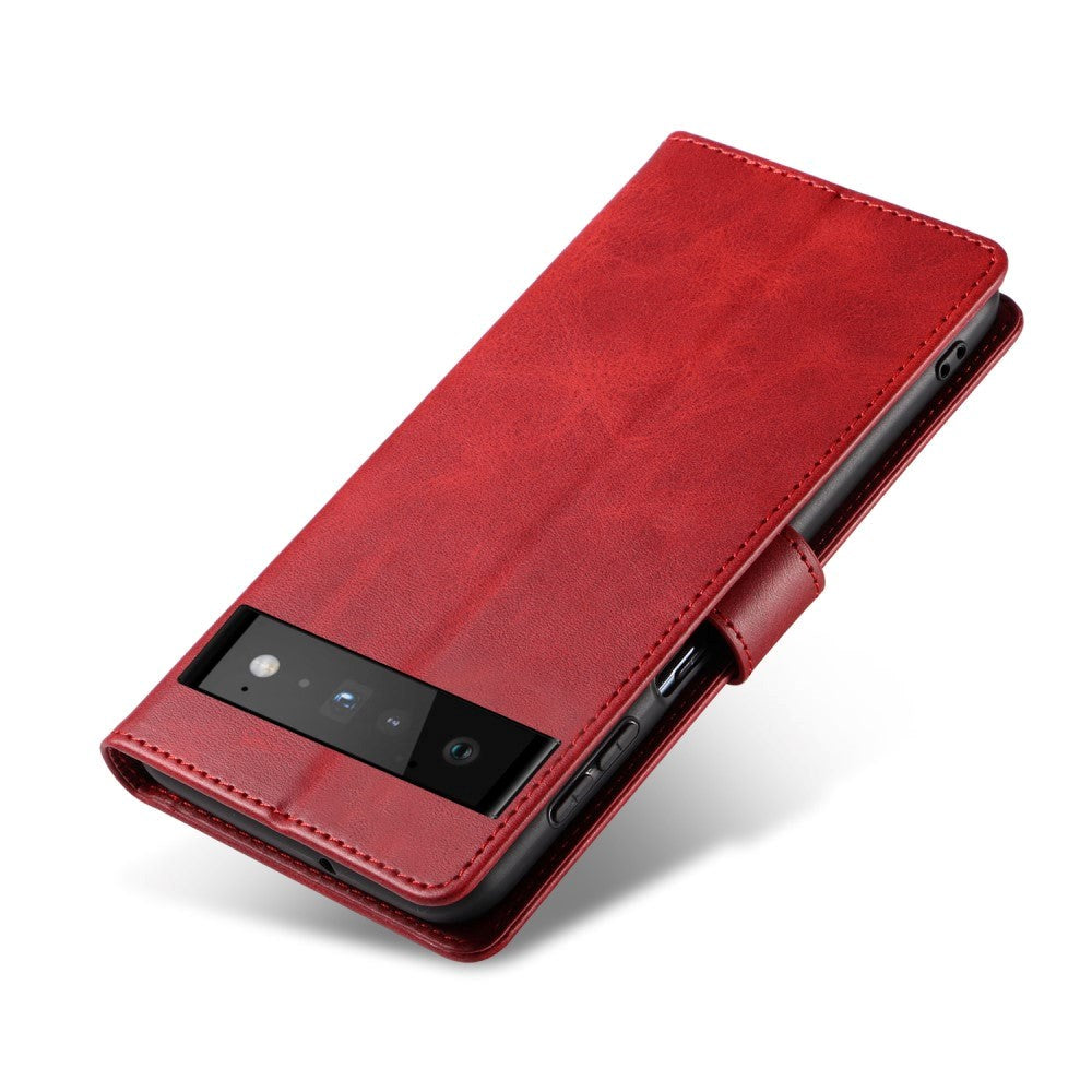 Google Pixel 6 Pro Kunstlæder Cover m. Pung - Rød