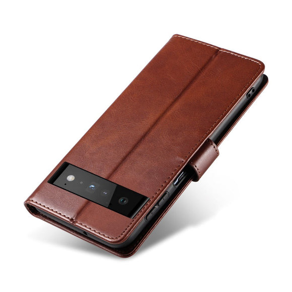 Google Pixel 6 Pro Kunstlæder Cover m. Pung - Brun