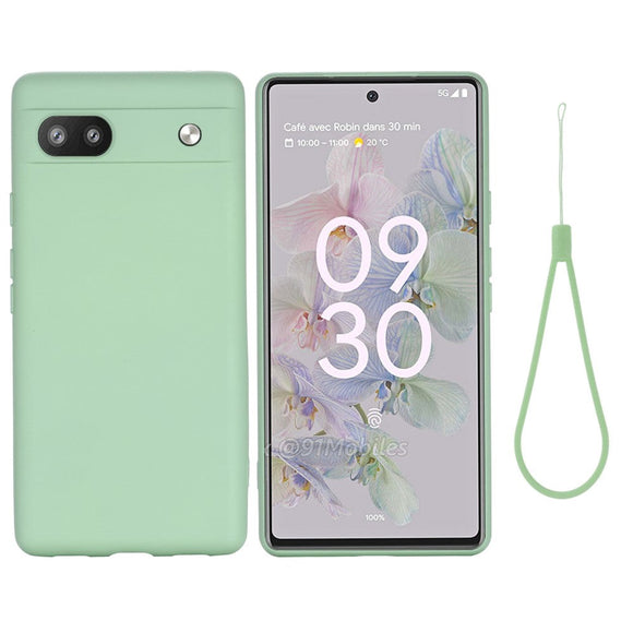 Google Pixel 6a Liquid Silikone Cover m. Strop - Grøn