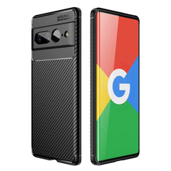 Google Pixel 7 Pro Carbon Fiber Fleksibelt Plastik Cover - Sort
