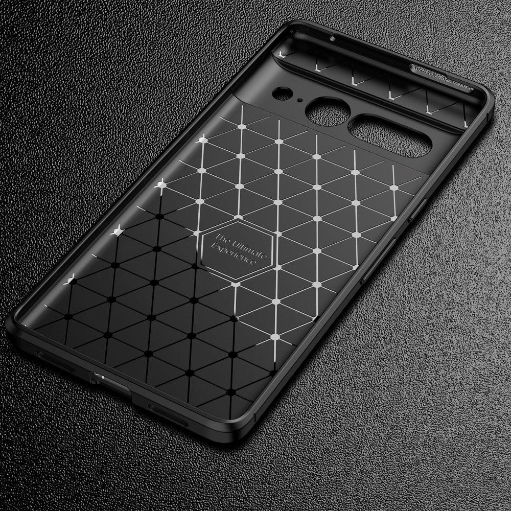Google Pixel 7 Pro Carbon Fiber Fleksibelt Plastik Cover - Sort