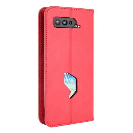 Asus ROG Phone 5 Læder Flip Cover m. Pung og Magnetisk Luk - Rød