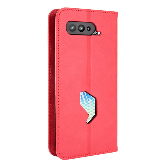 Asus ROG Phone 5 Læder Flip Cover m. Pung og Magnetisk Luk - Rød