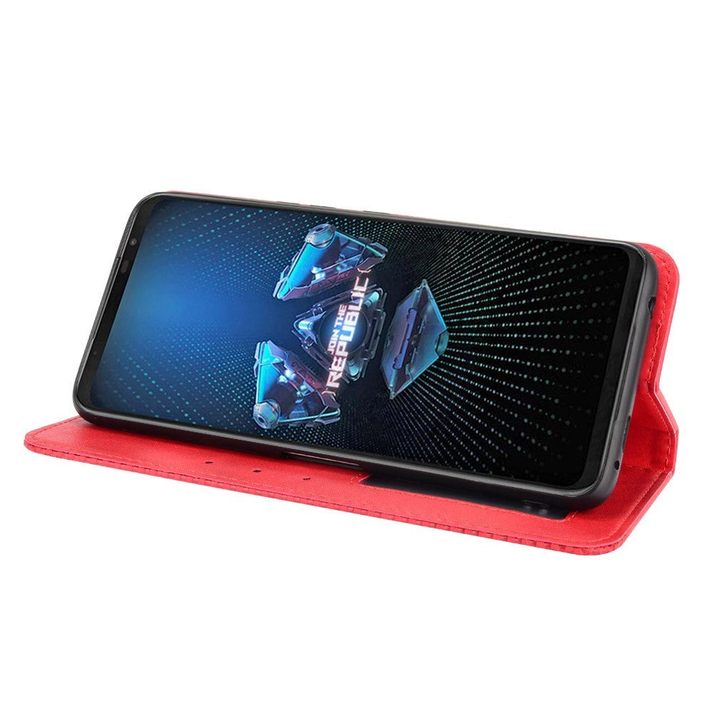 Asus ROG Phone 5 Læder Flip Cover m. Pung og Magnetisk Luk - Rød