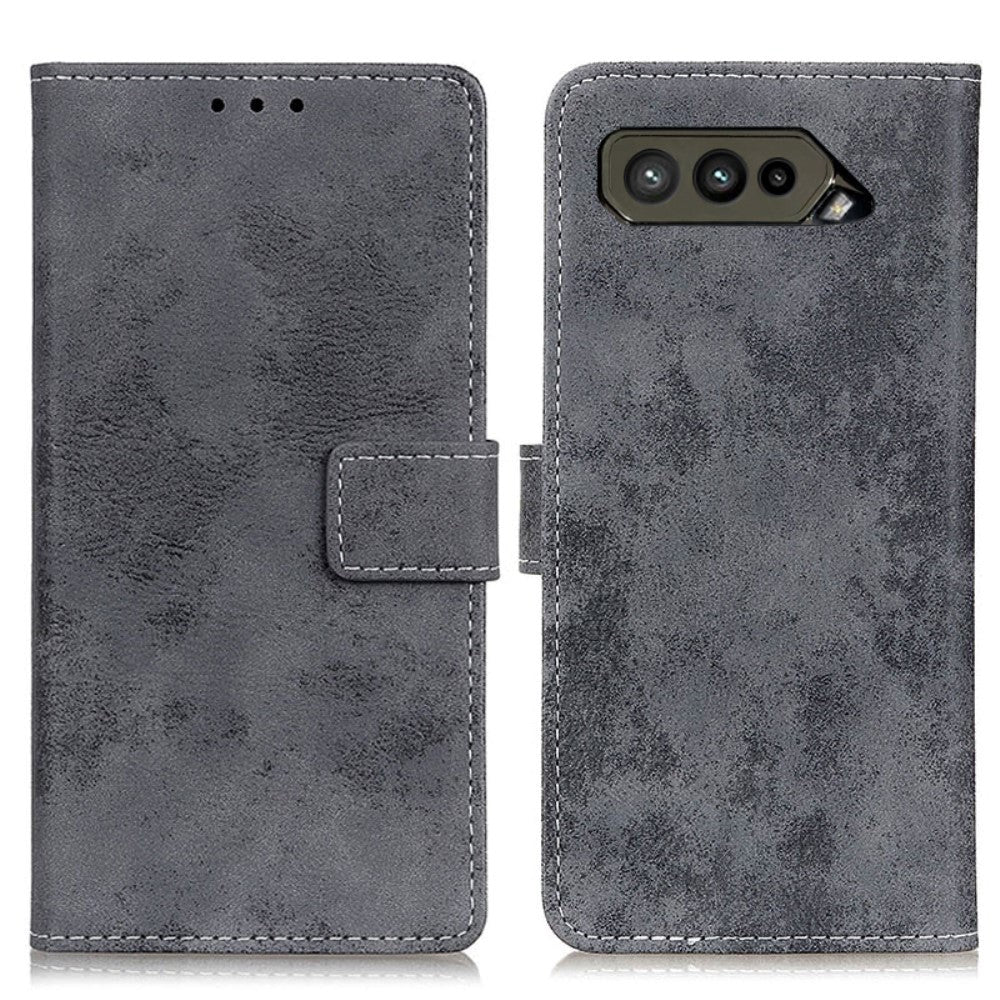 Asus ROG Phone 5 Vintage Læder Cover m. Pung - Grå