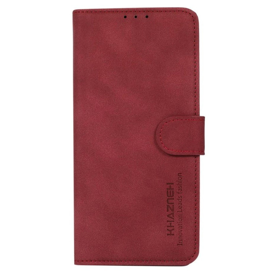 Asus ROG Phone 5 Khazneh Læder Flip Cover m. Pung - Stof-Tekstur - Rød