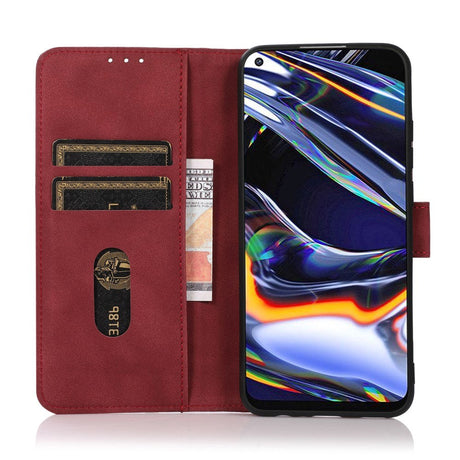 Asus ROG Phone 5 Khazneh Læder Flip Cover m. Pung - Stof-Tekstur - Rød