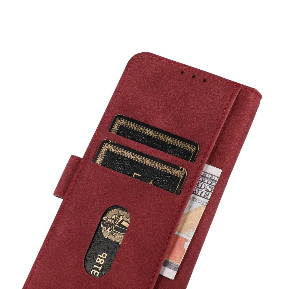 Asus ROG Phone 5 Khazneh Læder Flip Cover m. Pung - Stof-Tekstur - Rød