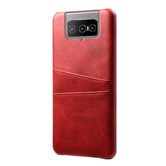 Asus Zenfone 8 Flip Imiteret Læder Cover m. Kortholder - Rød