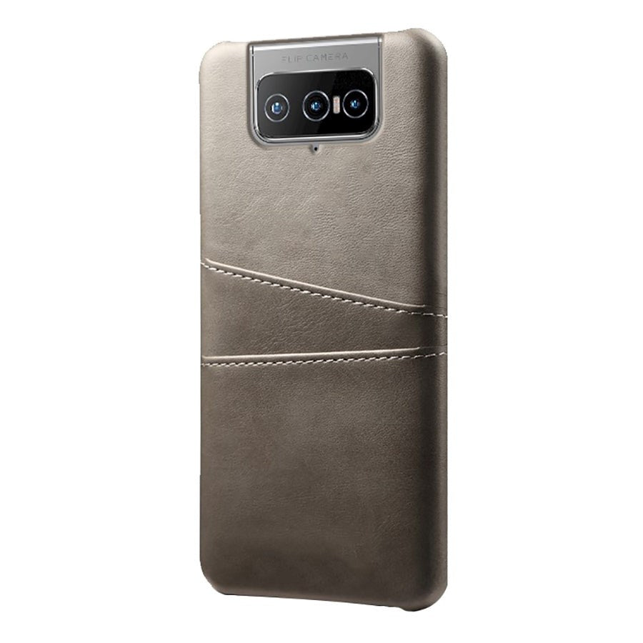 Asus Zenfone 8 Flip Imiteret Læder Cover m. Kortholder - Grå