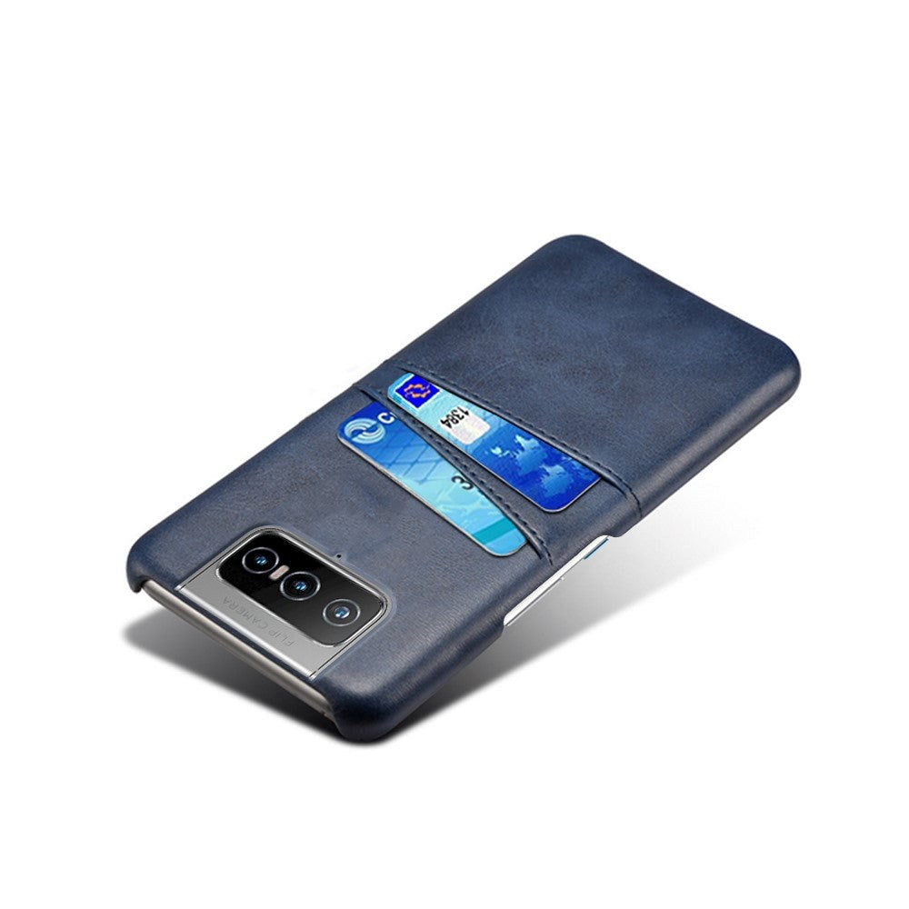 Asus Zenfone 8 Flip Imiteret Læder Cover m. Kortholder - Blå