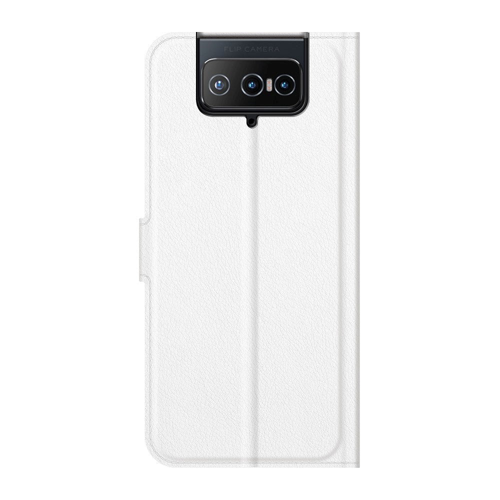 Asus Zenfone 8 Flip Litchi Læder Cover m. Pung - Hvid