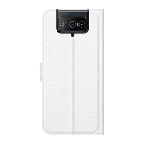 Asus Zenfone 8 Flip Litchi Læder Cover m. Pung - Hvid