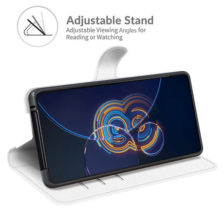 Asus Zenfone 8 Flip Litchi Læder Cover m. Pung - Hvid
