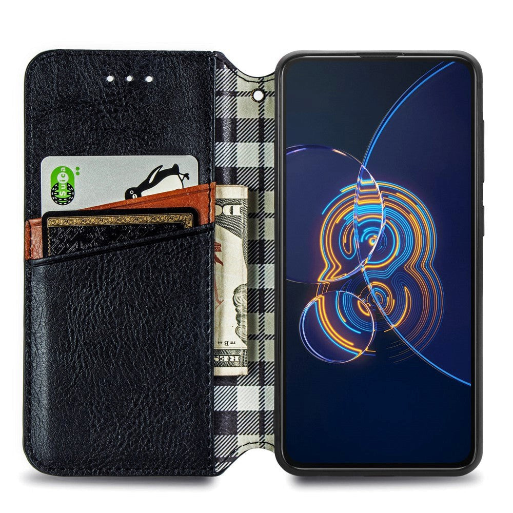 Asus Zenfone 8 Flip Retro Mønster Læder Cover m. Pung - Sort