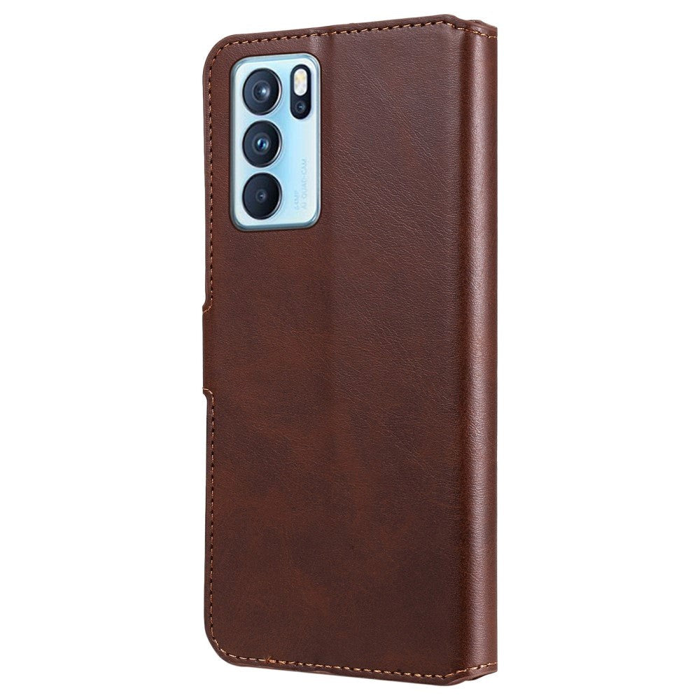 OPPO Reno6 Pro Læder Cover m. Pung & Magnetisk Luk - Brun