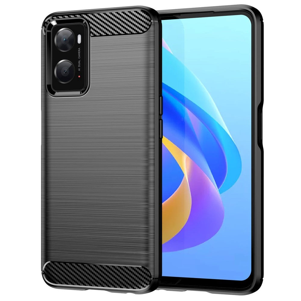 OPPO A76 / Realme 9i Brushed Carbon Cover - Sort