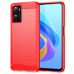 Oppo A76 / Realme 9i Brushed Carbon Cover - Rød