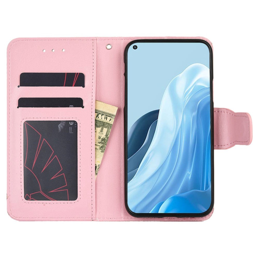 OPPO Find X5 Lite Læder Cover m. Pung & Magnetisk Luk - Lyserød