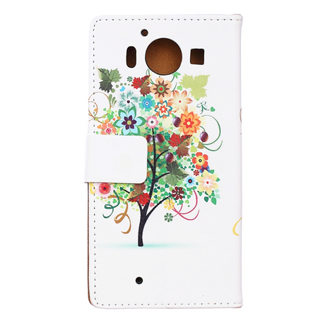 Microsoft Lumia 950 Green Flower Tree Wallet Etui m. Pung