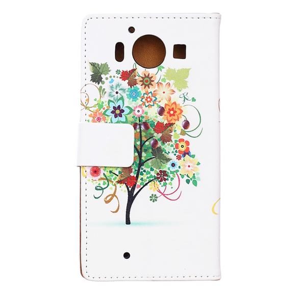Microsoft Lumia 950 Green Flower Tree Wallet Etui m. Pung