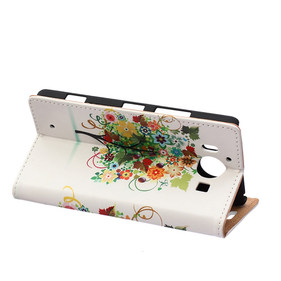 Microsoft Lumia 950 Green Flower Tree Wallet Etui m. Pung